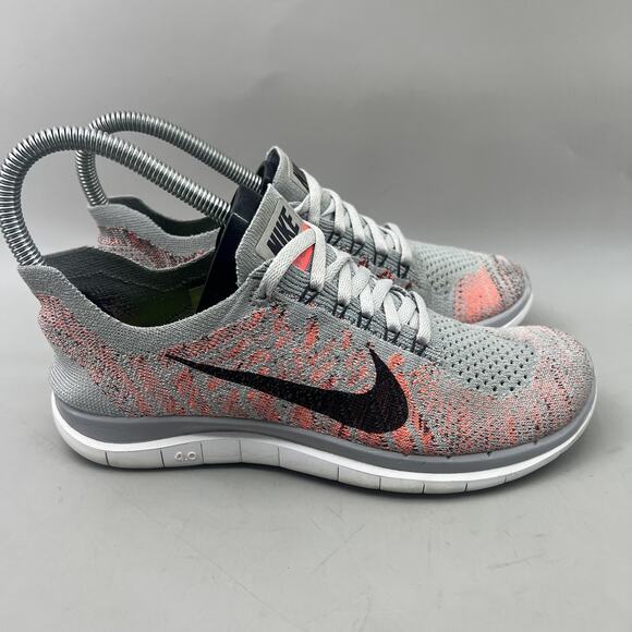 Nike Free 4.0 Flyknit Running Shoes Women Size 6 Gray Lightweight Low Sneakers - Picture 1 of 8